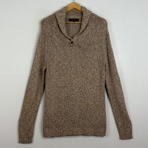 Rag & Bone Sweater Womens XL Cotton Silk Beige Pink Blue Fleck Shawl Collar